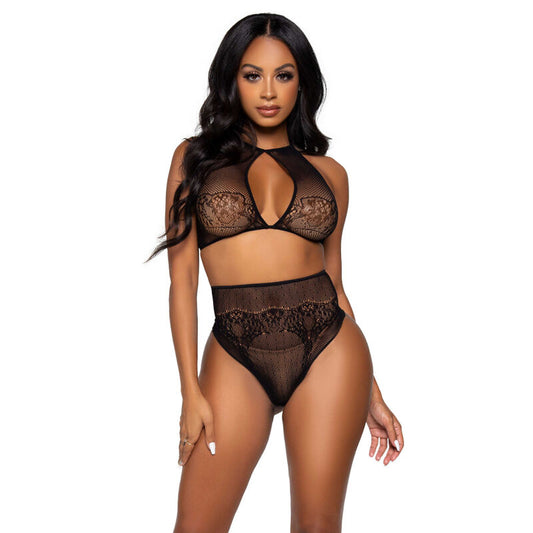 LEG AVENUE - LEG AVENUE TWO PIECE SET - CROP TOP AND THONG PANTY ONE SIZE FITS ALL