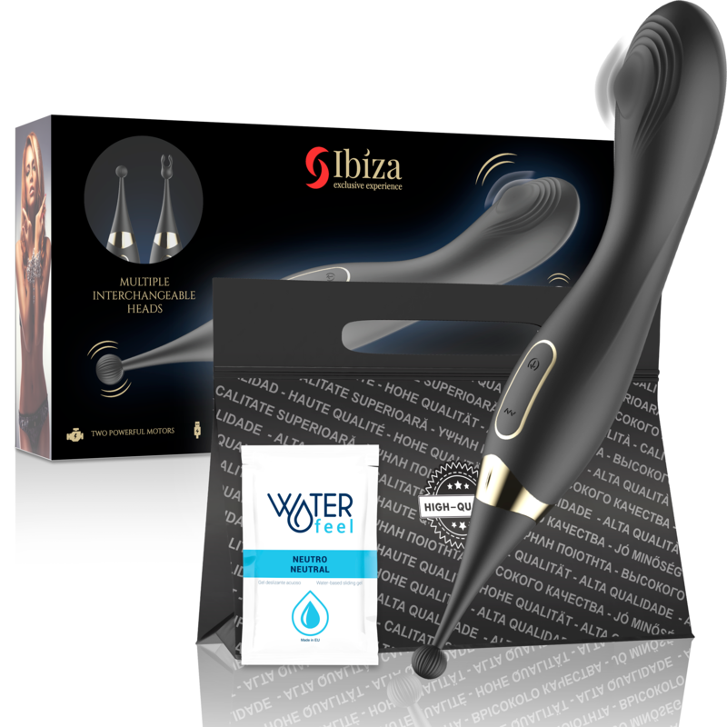 IBIZA - STIMOLATORE CLITORALE INTERCAMBIABILE E VIBRATORE PULSATO DEL PUNTO G - IBIZA TECHNOLOGY | Lingerie Harness Boutique