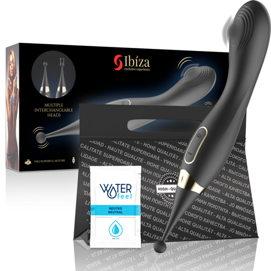IBIZA - STIMOLATORE CLITORALE INTERCAMBIABILE E VIBRATORE PULSATO DEL PUNTO G - IBIZA TECHNOLOGY | Lingerie Harness Boutique
