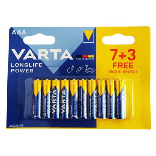 VARTA - LONGLIFE POWER AAA LR03 ALKALINE BATTERY 10 UNITS