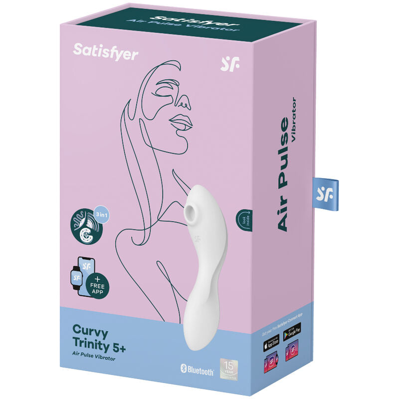 SATISFYER - STIMOLATORE E VIBRATORE CURVY TRINITY 5 AIR PULSE BLU - SATISFYER CONNECT | Lingerie Harness Boutique