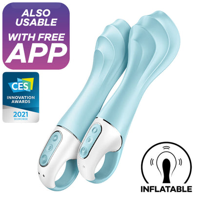 SATISFYER - VIBRATORE AIR PUMP 5+ VIBRATORE GONFIABILE G-SPOT BLU - SATISFYER CONNECT | Lingerie Harness Boutique