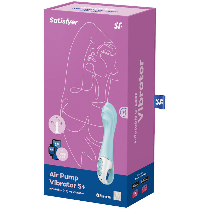 SATISFYER - VIBRATORE AIR PUMP 5+ VIBRATORE GONFIABILE G-SPOT BLU - SATISFYER CONNECT | Lingerie Harness Boutique
