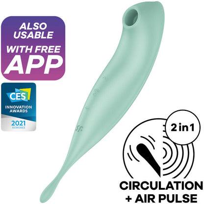 SATISFYER - TWIRLING PRO+ STIMOLATORE E APP VIBRATORE VERDE - SATISFYER CONNECT | Lingerie Harness Boutique