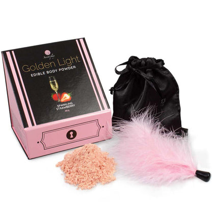 SECRETPLAY - KIT LUCE DORATA POLVERE E PIUMA ALIMENTARE FRIZZANTE ALLA FRAGOLA - SECRETPLAY 100% GAMES | Lingerie Harness Boutique
