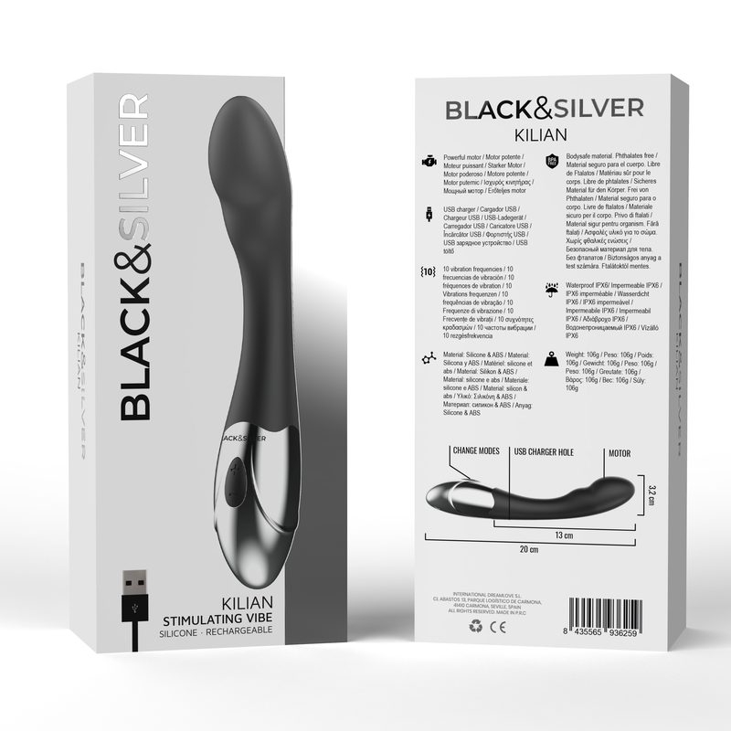 BLACK&SILVER - VIBRA STIMOLANTE KILIAN - BLACK&SILVER | Lingerie Harness Boutique
