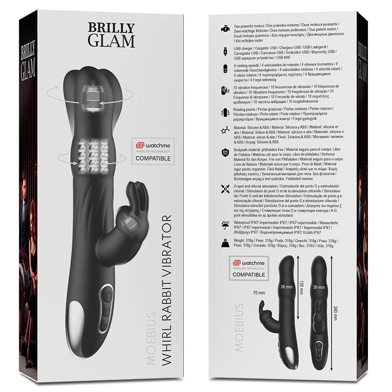 BRILLY GLAM- VIBRATORE E ROTATORE CONIGLIO  MOEBIUS COMPATIBILE CON LA TECNOLOGIA WIRELESS WATCHME - BRILLY GLAM | Lingerie Harness Boutique