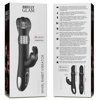 BRILLY GLAM- VIBRATORE E ROTATORE CONIGLIO  MOEBIUS COMPATIBILE CON LA TECNOLOGIA WIRELESS WATCHME - BRILLY GLAM | Lingerie Harness Boutique