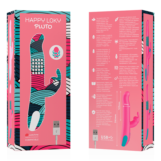 HAPPY LOKY - PLUTO CONIGLIO VIBRATORE E ROTATORE WATCHME COMPATIBILE CON LA TECNOLOGIA WIRELESS - HAPPY LOKY | Lingerie Harness Boutique