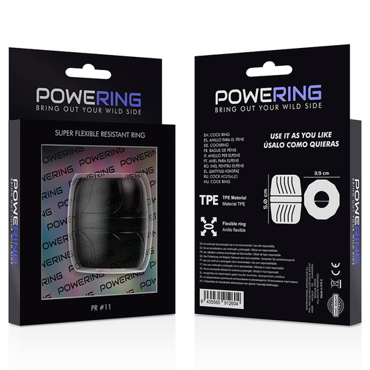 POWERING - ANELLO PER PENE SUPER FLESSIBILE E RESISTENTE 5 CM PR11 NERO - POWERING | Lingerie Harness Boutique