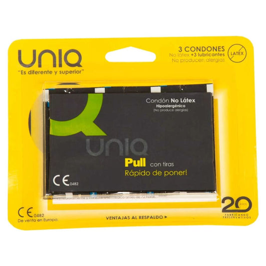 UNIQ - PULL LATEX FREE CONDOM WITH STRIPS 3 UNITS