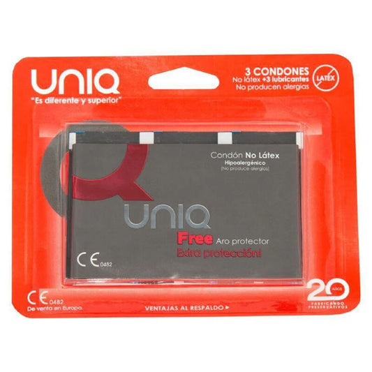 UNIQ - LATEX FREE CONDOM WITH PROTECTION RING 3 UNITS