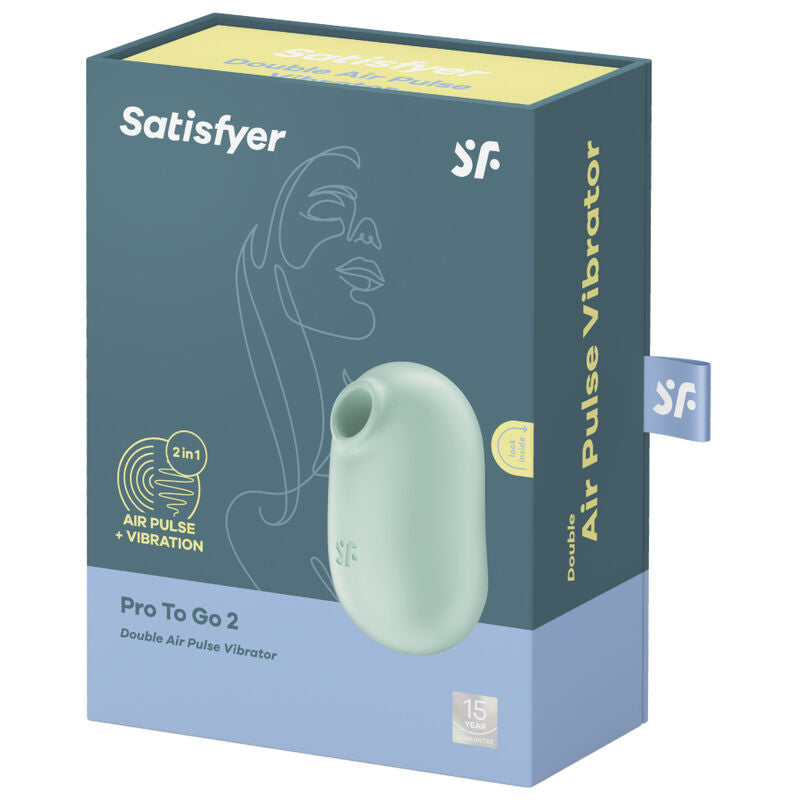 SATISFYER - PRO TO GO 2 DOPPIO STIMOLATORE E VIBRATORE VERDE - SATISFYER AIR PULSE | Lingerie Harness Boutique