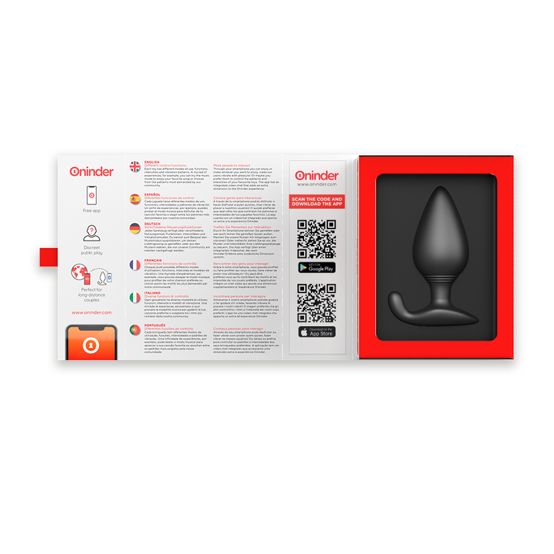 ONINDER - PLUG ANALE VIBRANTE RIO NERO - APP GRATUITA - ONINDER | Lingerie Harness Boutique