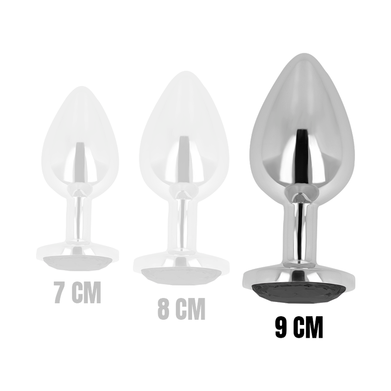 OHMAMA - 9 CM BLACK CRYSTAL BUTT PLUG