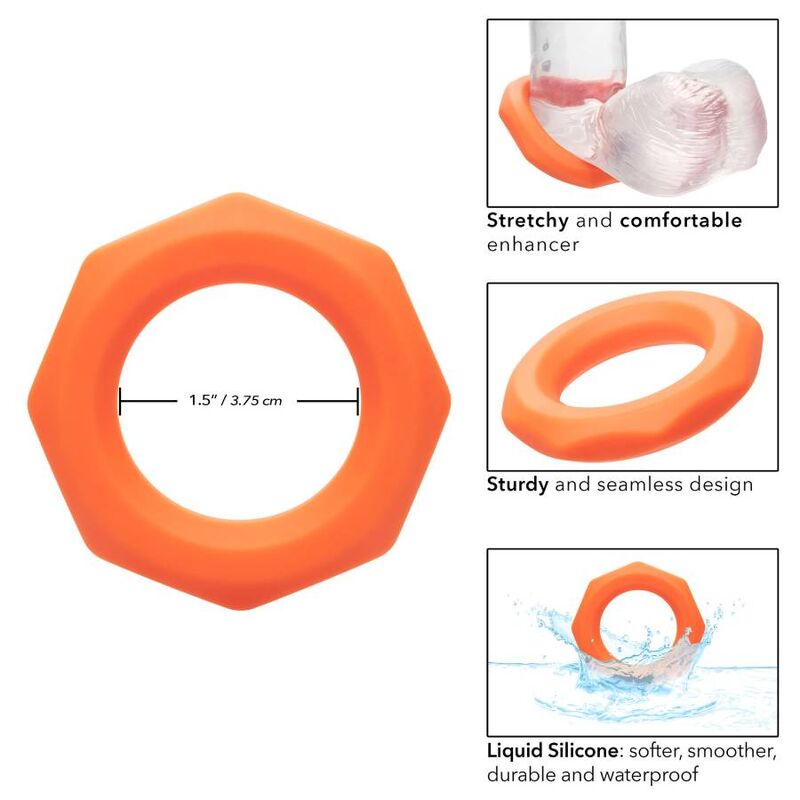 CALEXOTICS - ANELLO ALPHA SEXAGON ARANCIONE - CALEXOTICS | Lingerie Harness Boutique
