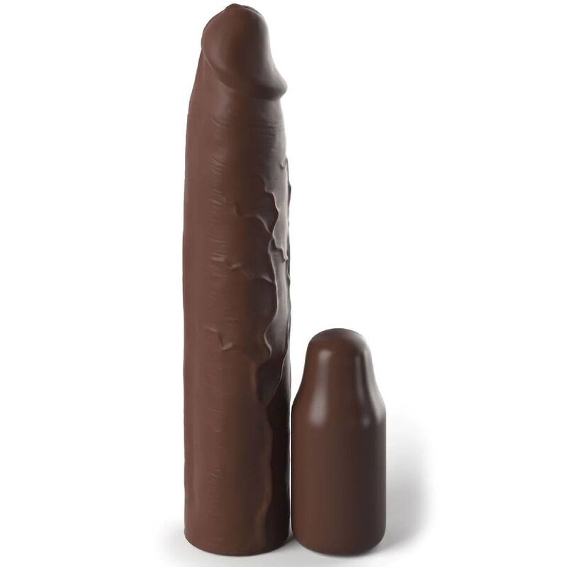FANTASY X- TENSIONS - PIPEDREAMS SLEEVE 22,86 CM + 7,62 CM PLUG BROWN - FANTASY X-TENSIONS | Lingerie Harness Boutique