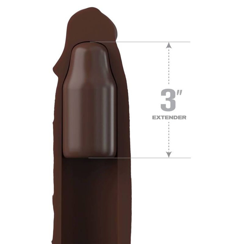FANTASY X- TENSIONS - PIPEDREAMS SLEEVE 22,86 CM + 7,62 CM PLUG BROWN - FANTASY X-TENSIONS | Lingerie Harness Boutique