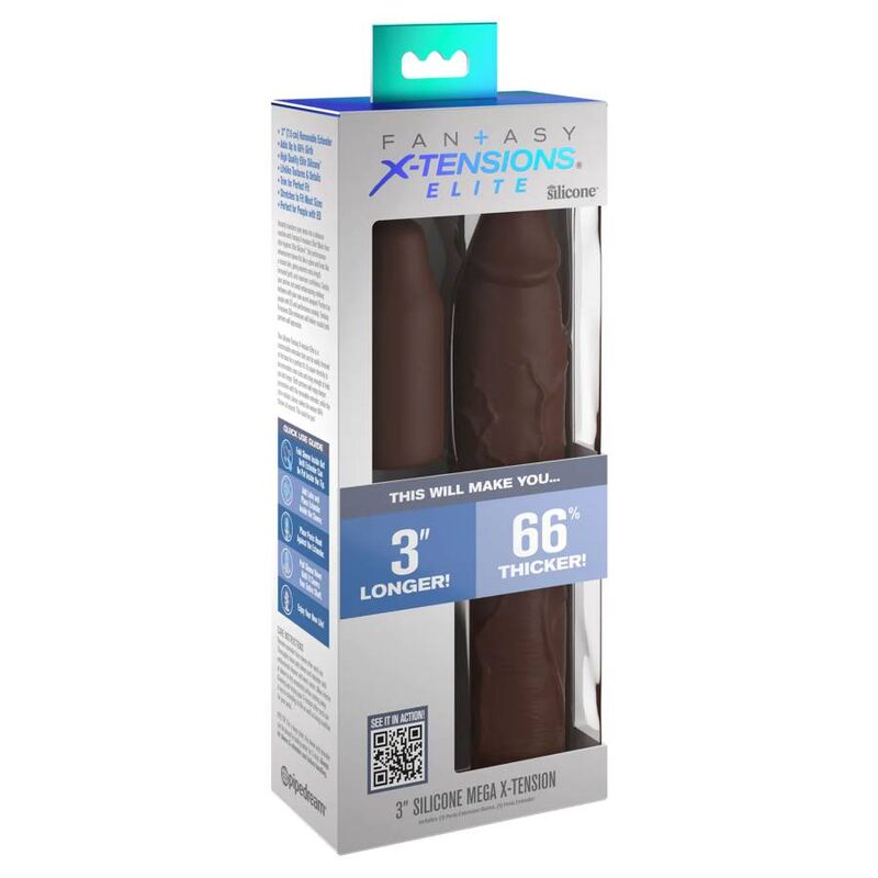 FANTASY X- TENSIONS - PIPEDREAMS SLEEVE 22,86 CM + 7,62 CM PLUG BROWN - FANTASY X-TENSIONS | Lingerie Harness Boutique