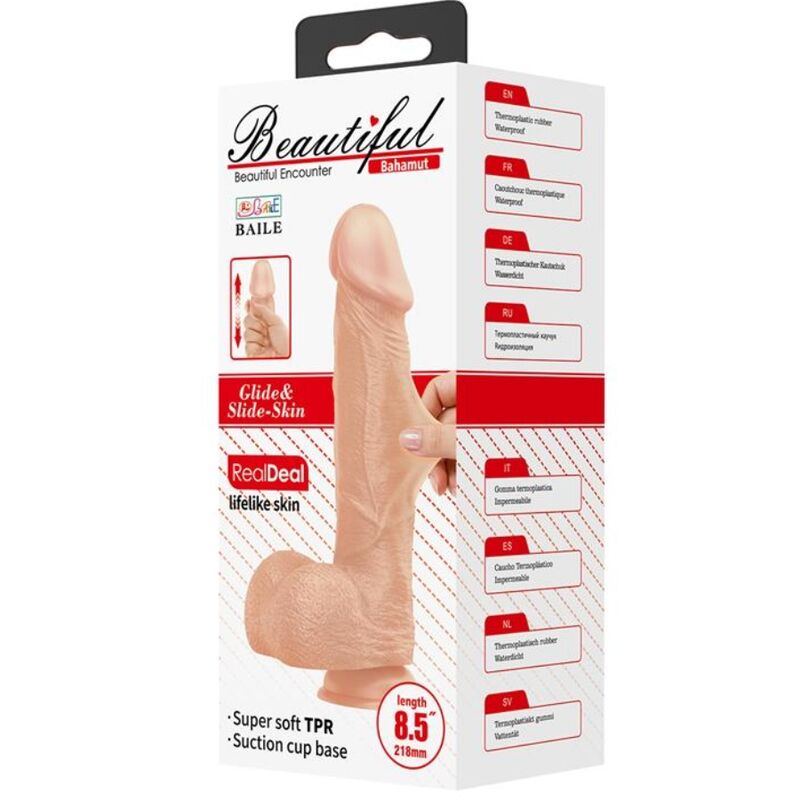 BAILE - BELLISSIMO INCONTRO DILDO REALISTICO FLESSIBILE BAHAMUT 21.8 CM NATURALE - BAILE DILDOS | Lingerie Harness Boutique