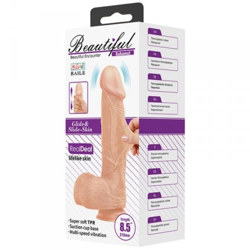 BAILE - BELLISSIMO INCONTRO BAHAMUT VIBRAZIONI 21.8 CM NATURALE - BAILE DILDOS | Lingerie Harness Boutique