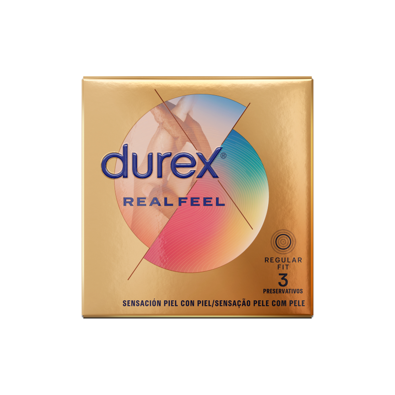 DUREX - PRESERVATIVI REAL FEEL 3 UNITÀ - DUREX CONDOMS | Lingerie Harness Boutique