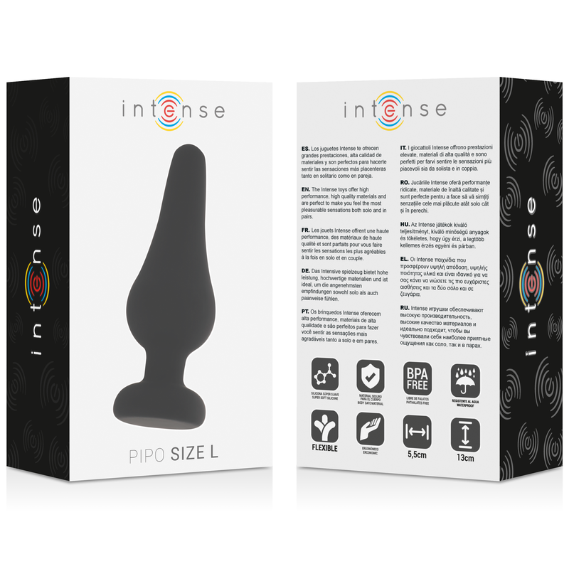 INTENSE - PLUG ANALE PIPO L SILICONE BLACK 13 CM