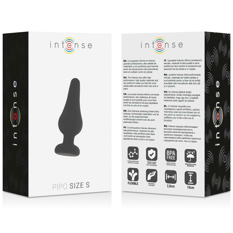 INTENSE - PLUG ANALE PIPO S SILICONE NERO 9,8 CM