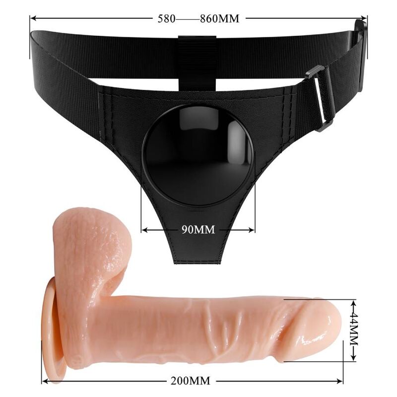 PRETTY LOVE - IMBRAGATURA SLIP UNIVERSALE CON DILDO TOM 20 CM NATURALE - PRETTY LOVE | Lingerie Harness Boutique