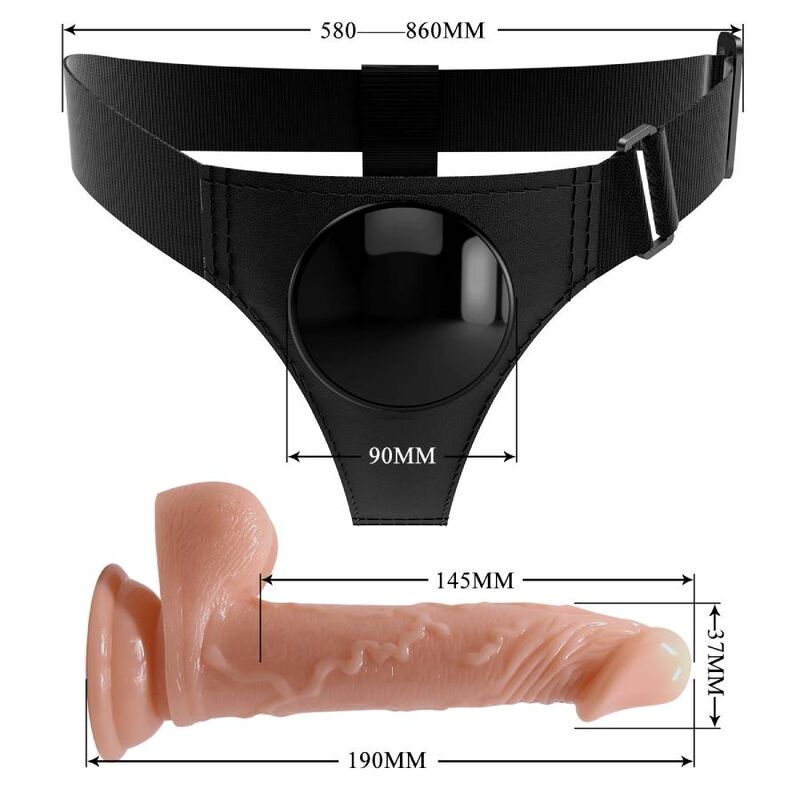 PRETTY LOVE - IMBRAGATURA SLIP UNIVERSALE CON DILDO KEVIN 19 CM NATURALE - PRETTY LOVE | Lingerie Harness Boutique