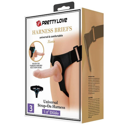 PRETTY LOVE - UNIVERSAL SLIP HARNESS WITH KEVIN DILDO 19 CM NATURAL