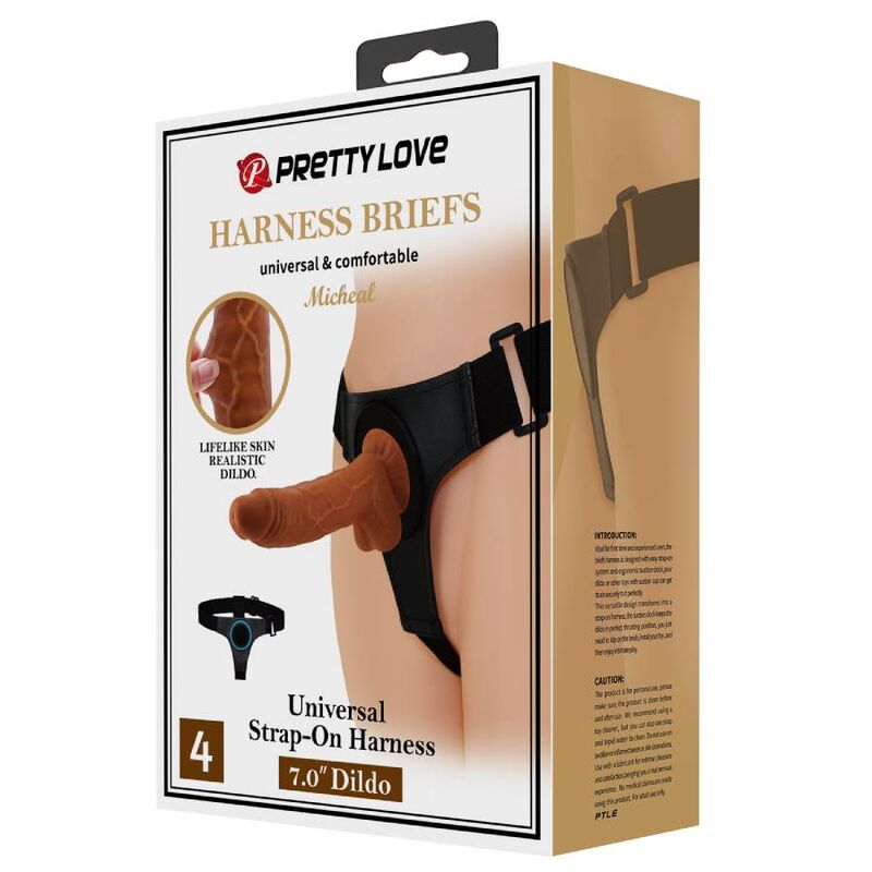 PRETTY LOVE - UNIVERSAL SLIP HARNESS HARNESS WITH DILDO MICHEAL 20 CM BLACK