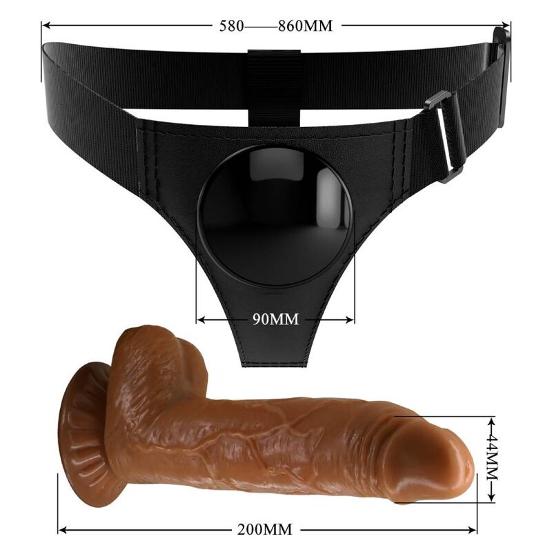 PRETTY LOVE - IMBRAGATURA SLIP UNIVERSALE IMBRAGATURA CON DILDO MICHEAL 20 CM NERO - PRETTY LOVE | Lingerie Harness Boutique