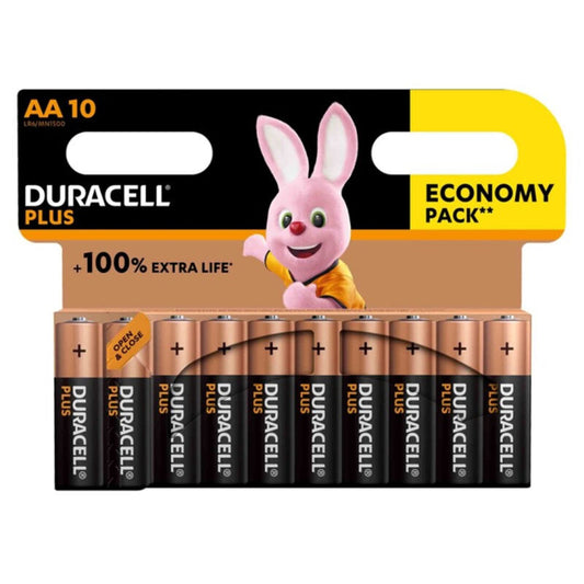 DURACELL - PLUS POWER 100 AA LR6 ALKALINE BATTERY 10 UNITS