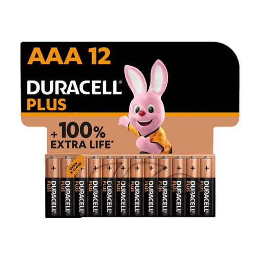 DURACELL - ALKALINE BATTERY PLUS POWER 100 AAA LR03 12 UNITS