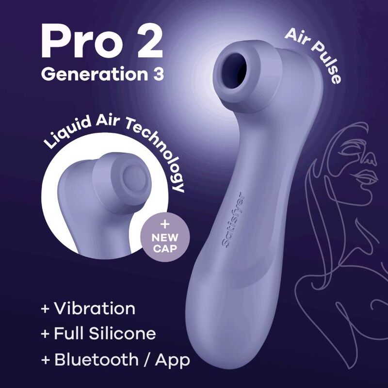SATISFYER - PRO 2 GENERAZIONE 3 BLUETOOTH LILLA E APP - SATISFYER AIR PULSE | Lingerie Harness Boutique