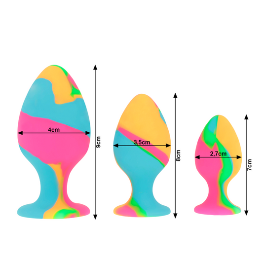 INTENSE - SET DI TAPPI IN SILICONE MULTICOLORE - INTENSE ANAL TOYS | Lingerie Harness Boutique