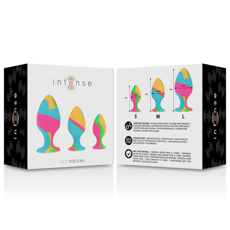 INTENSE - SET DI TAPPI IN SILICONE MULTICOLORE - INTENSE ANAL TOYS | Lingerie Harness Boutique