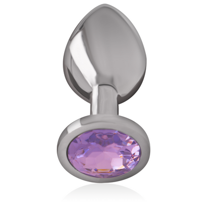 INTENSE - METAL ALUMINUM BUTT PLUG WITH PURPLE CRYSTAL SIZE S