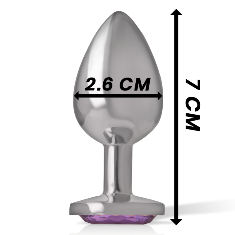 INTENSE - METAL ALUMINUM BUTT PLUG WITH PURPLE CRYSTAL SIZE S