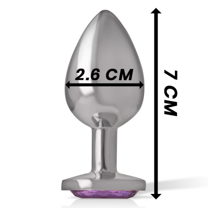 INTENSE - METAL ALUMINUM BUTT PLUG WITH PURPLE CRYSTAL SIZE S