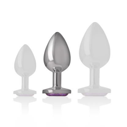 INTENSE - PLUG ANALE IN METALLO ALLUMINIO CON CRISTALLO VIOLA TAGLIA M - INTENSE ANAL TOYS | Lingerie Harness Boutique