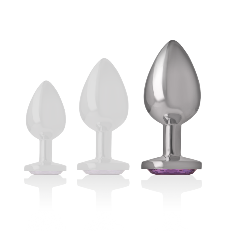 INTENSE - PLUG ANALE IN METALLO ALLUMINIO CON CRISTALLO VIOLA MISURA L - INTENSE ANAL TOYS | Lingerie Harness Boutique