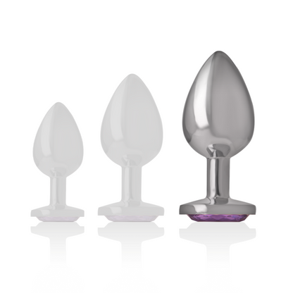 INTENSE - PLUG ANALE IN METALLO ALLUMINIO CON CRISTALLO VIOLA MISURA L - INTENSE ANAL TOYS | Lingerie Harness Boutique