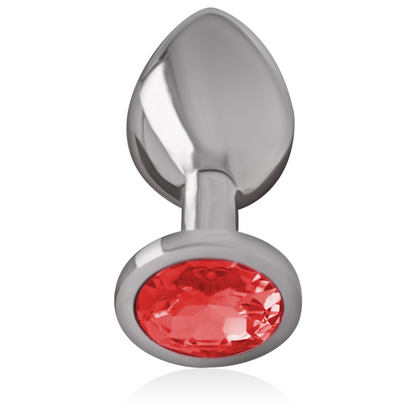 INTENSE - METAL ALUMINUM BUTT PLUG WITH RED CRYSTAL SIZE S