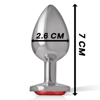 INTENSE - PLUG ANALE IN METALLO ALLUMINIO CON CRISTALLO ROSSO MISURA S - INTENSE ANAL TOYS | Lingerie Harness Boutique