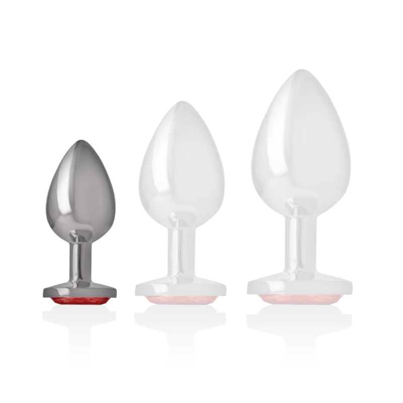 INTENSE - PLUG ANALE IN METALLO ALLUMINIO CON CRISTALLO ROSSO MISURA S - INTENSE ANAL TOYS | Lingerie Harness Boutique