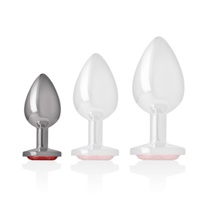 INTENSE - PLUG ANALE IN METALLO ALLUMINIO CON CRISTALLO ROSSO MISURA S - INTENSE ANAL TOYS | Lingerie Harness Boutique