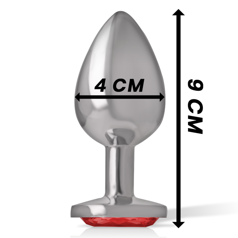 INTENSE - PLUG ANALE IN METALLO ALLUMINIO CON CRISTALLO ROSSO MISURA L - INTENSE ANAL TOYS | Lingerie Harness Boutique