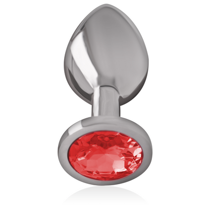 INTENSE - PLUG ANALE IN METALLO ALLUMINIO CON CRISTALLO ROSSO MISURA L - INTENSE ANAL TOYS | Lingerie Harness Boutique